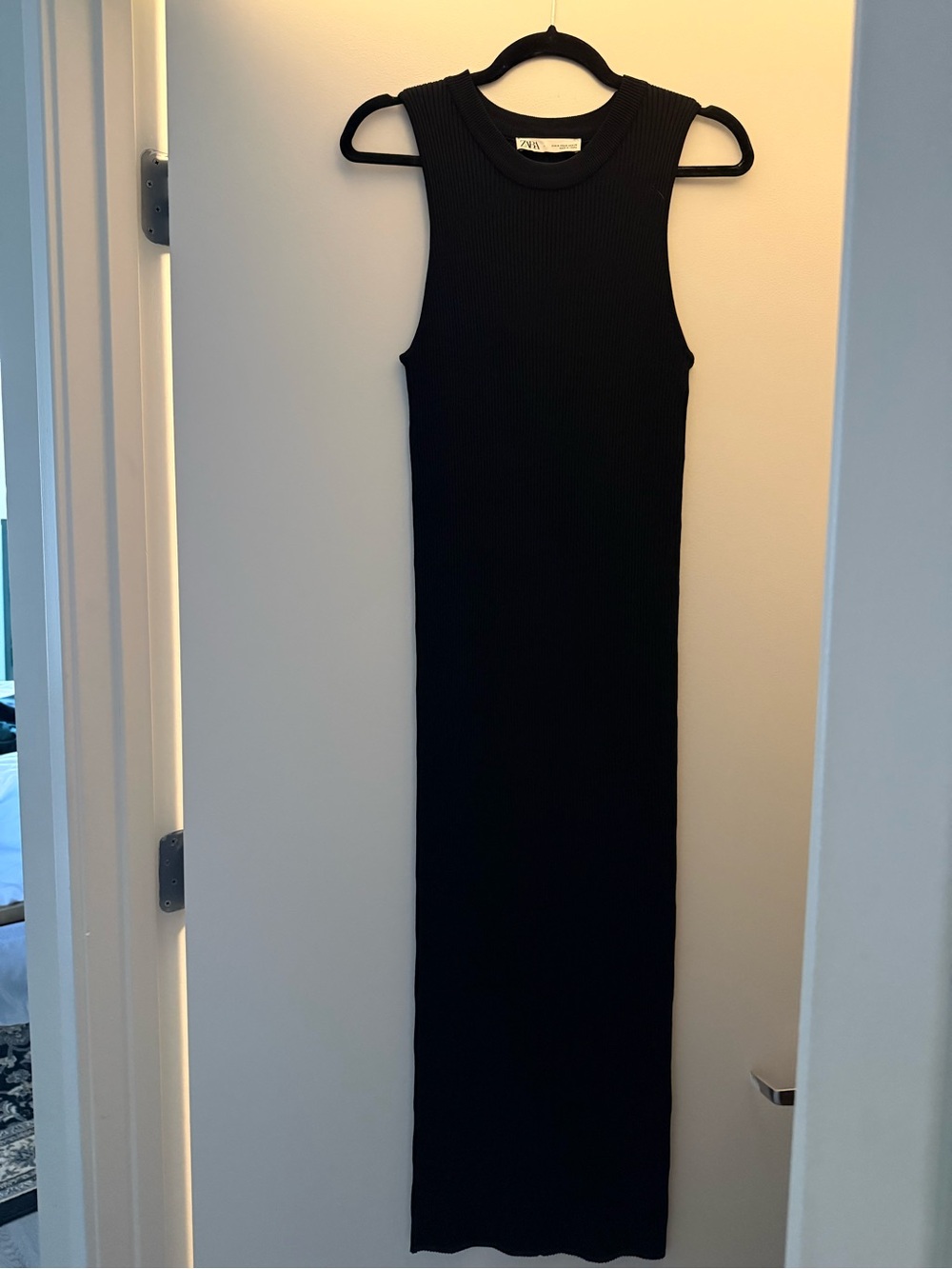Zara Black Sleeveless Ribbed Maxi Dress